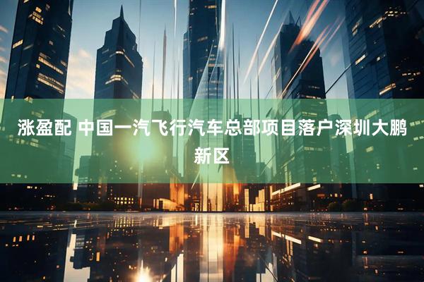 涨盈配 中国一汽飞行汽车总部项目落户深圳大鹏新区