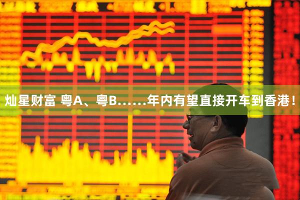 灿星财富 粤A、粤B……年内有望直接开车到香港！