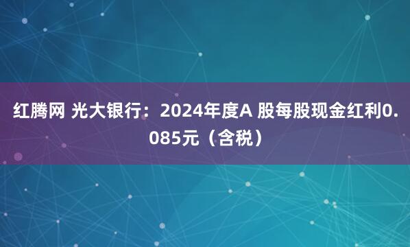 红腾网 光大银行：2024年度A 股每股现金红利0.085元（含税）